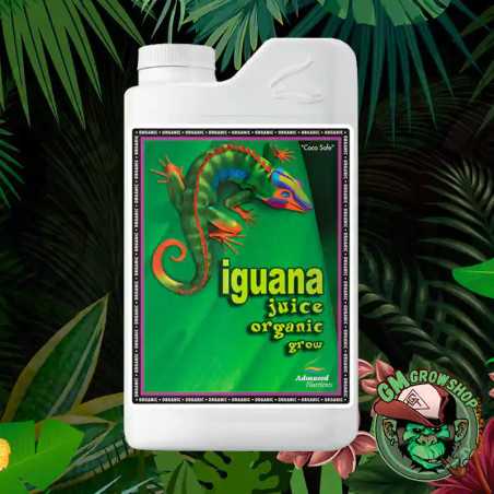 Foto botella blanca 1 litro con etiqueta verde Iguana Juice Grow