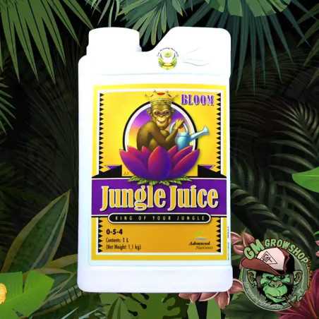 Foto botella blanca 1 litro con etiqueta amarilla Jungle Juice Bloom