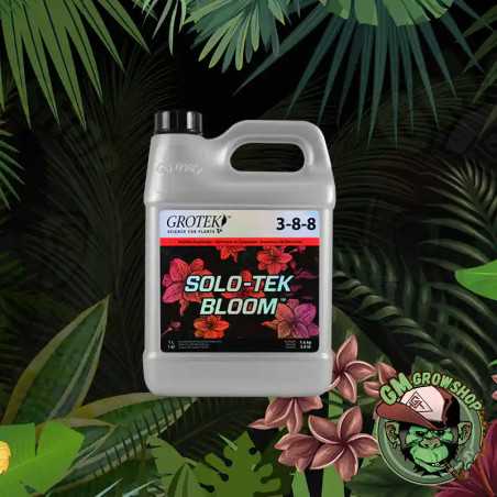 Garrafa gris 1l con etiqueta roja y negra de Solo-Tek Bloom de Grotek