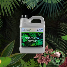 Garrafa gris 1l con etiqueta verde y negra de Solo-Tek Grow de Grotek