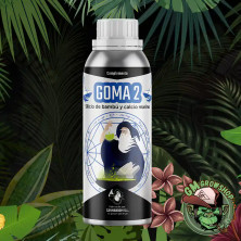 Botella plateada con etiqueta gris 1l de Goma 2 de Cannaboom