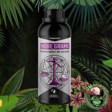 Botella negra con etiqueta gris 1l de More Grams de Cannaboom