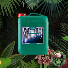 Foto de garrafa verde con etiqueta azul 10l de Rhizotonic de Canna