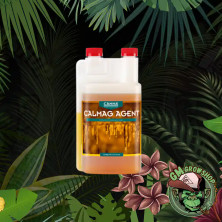 Foto de botella transparente con etiqueta naranja 1l de Calmag Agent de Canna