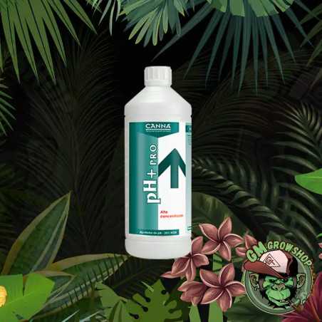 Foto de botella blanca con etiqueta verde 1l de pH Plus Pro de Canna