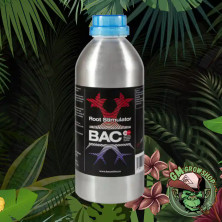 Foto de envase plateado con etiqueta negra 1l de Root Stimulator de Bac