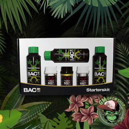 Foto de caja blanca y negra del Starter Kit de Bac con envases variados de 250ml y 30ml