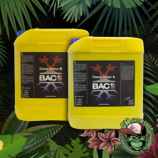 Foto botellas amarillas con etiqueta negra 5l de Coco Grow A+B de Bac