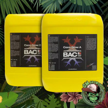 Foto botellas amarillas con etiqueta negra 10l de Coco Grow A+B de Bac