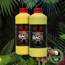Foto botellas amarillas con etiqueta negra 1l de Hydro Bloom A y B de Bac