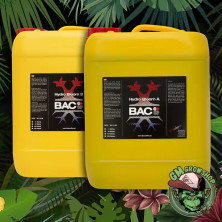 Foto botellas amarillas con etiqueta negra 10l de Hydro Bloom A y B de Bac