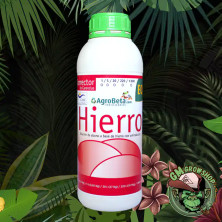 Botella 1l blanca con etiqueta rosada de hierro eco de agrobeta