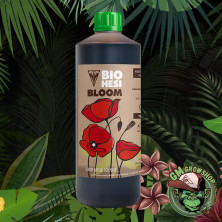 Foto botella transparente 1l con etiqueta marrón de Bio Hesi Bloom