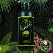 Botella negra 1l con etiqueta verde de black line grogth de agrobeta