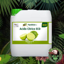 Garrafa blanca 5l con etiqueta verde de Ácido Cítrico Eco de Agrobeta