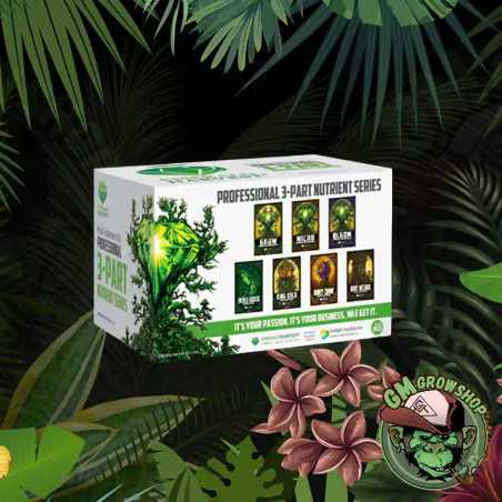 Foto sobre fondo selva caja Kick Starter Kit (3 Partes) de Emerald Harvest